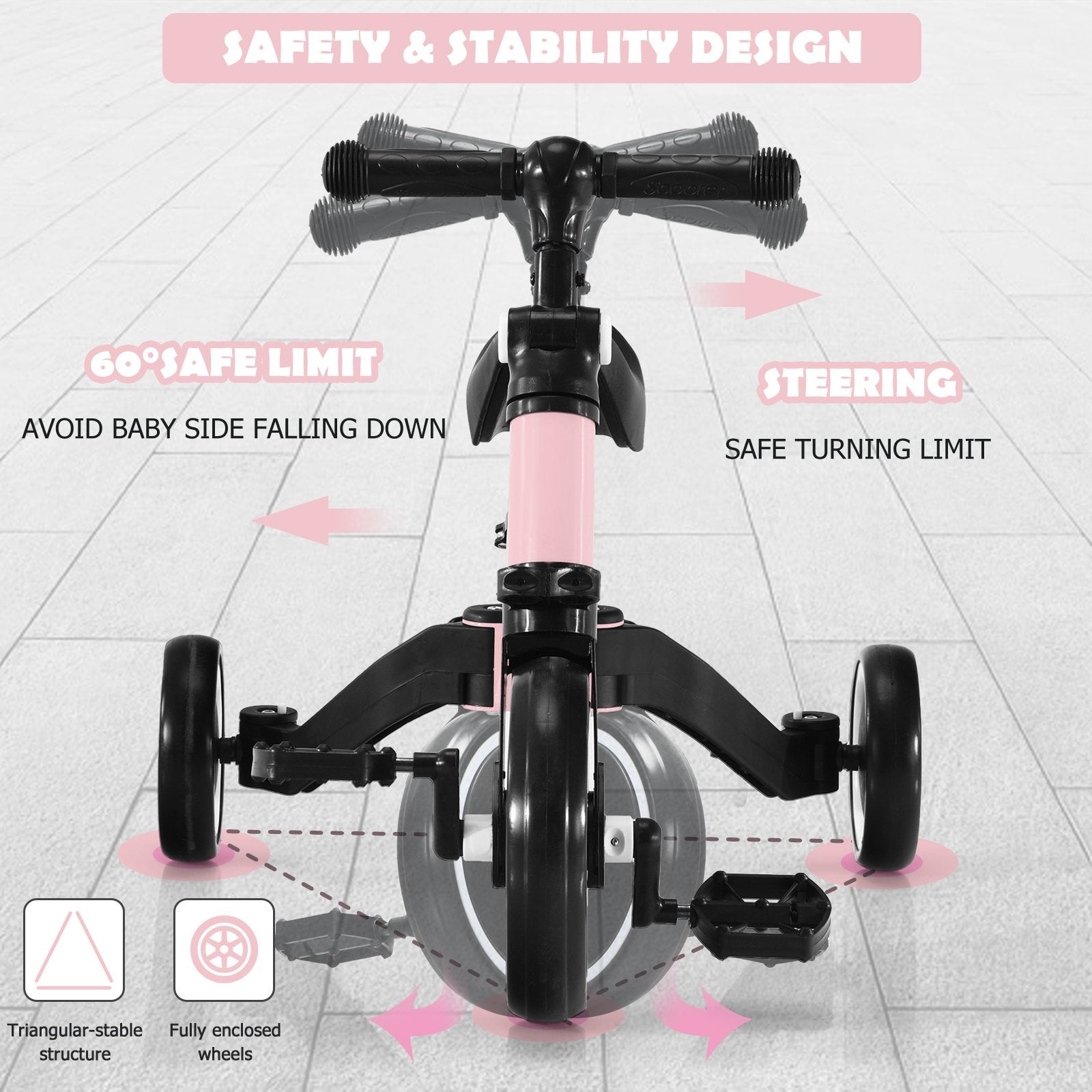 Convertible Balance Bike Kids Trike with Detachable Pedal for 1-4 Years Old Kids-Blue