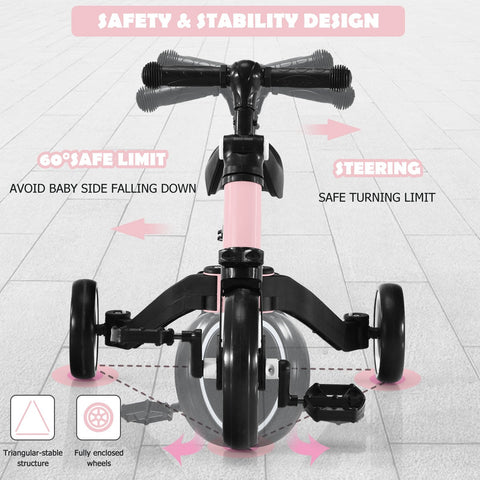 Convertible Balance Bike Kids Trike with Detachable Pedal for 1-4 Years Old Kids-Blue