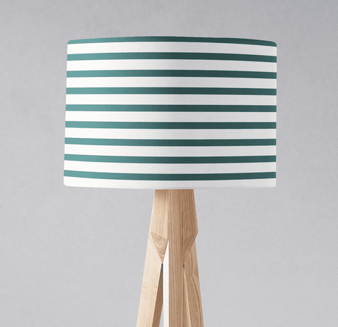 Teal and White Geometric Striped Lampshade, Ceiling or Table Lamp Shade