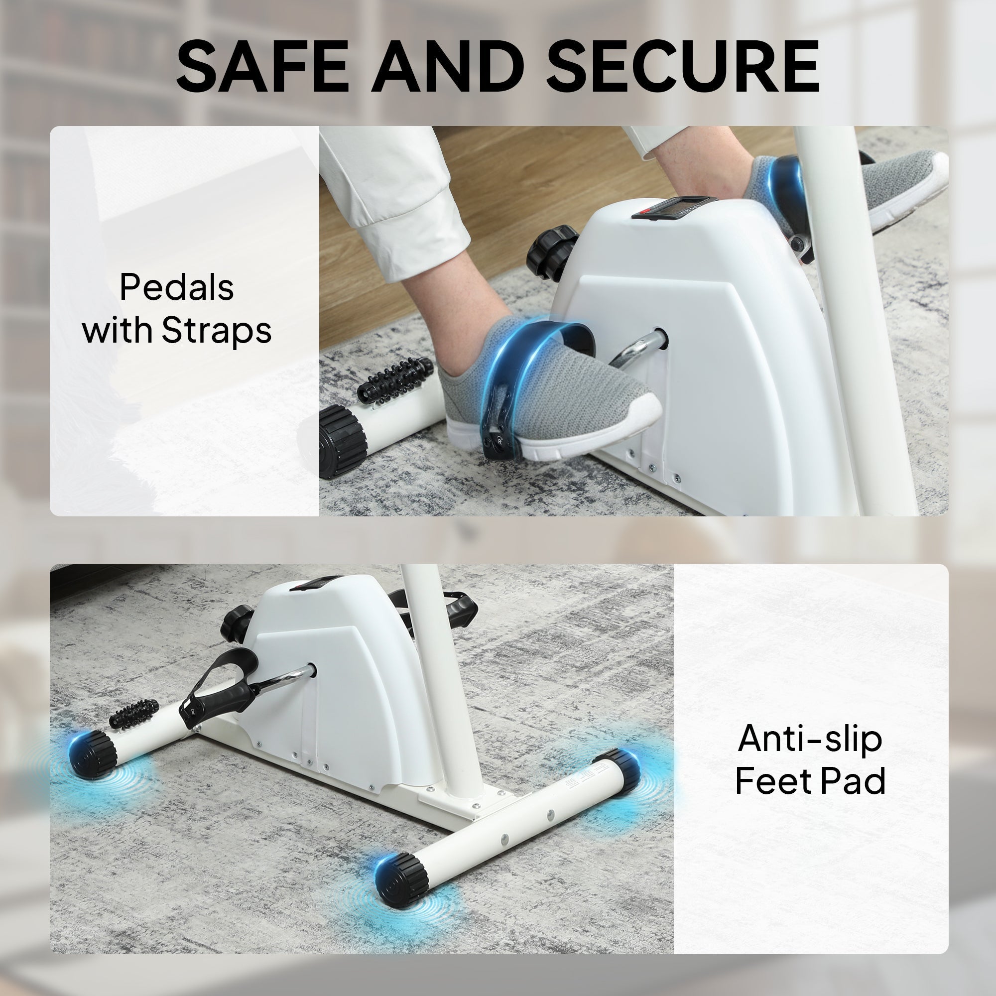 SPORTNOW Seated Pedal Exerciser with Dual Massage and Adjustable Height