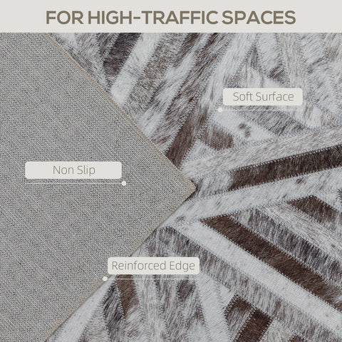 HOMCOM Modern Area Rug, Triangle Pattern Non-Slip Washable Rug, Chenille Floor Carpet for Living Room, Bedroom, Dining Room, Home Office, 290 x 200 cm, Brown