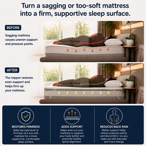 Brightr® Titan Deluxe Mattress Topper | Extra Firm & Firm| 8 cm Reversible | Designed for Soft & Sagging Mattresses