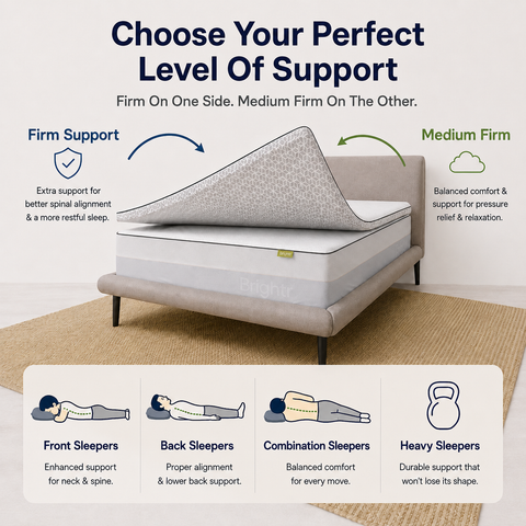 Brightr® Titan Deluxe Mattress Topper | Extra Firm & Firm| 8 cm Reversible | Designed for Soft & Sagging Mattresses