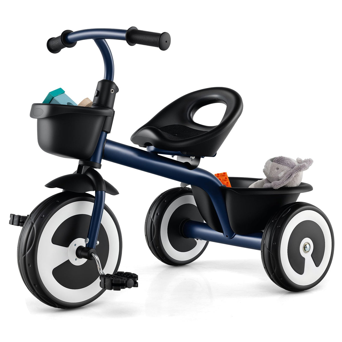 Toddler Tricycle Kids Trike with Adjustable Seat for 1.5-5 Years Old-Navy