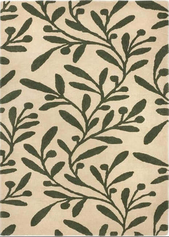 Cream Wool Rug Floral Design