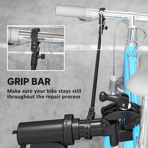 HOMCOM Bike Repair Stand, Heavy Duty Bike Stand for Maintenance, Max Load 40kg, Height Adjustable, Foldable and 360\'c2\'b0 Rotatable for Road Bike, Mountain Bike, E-Bike