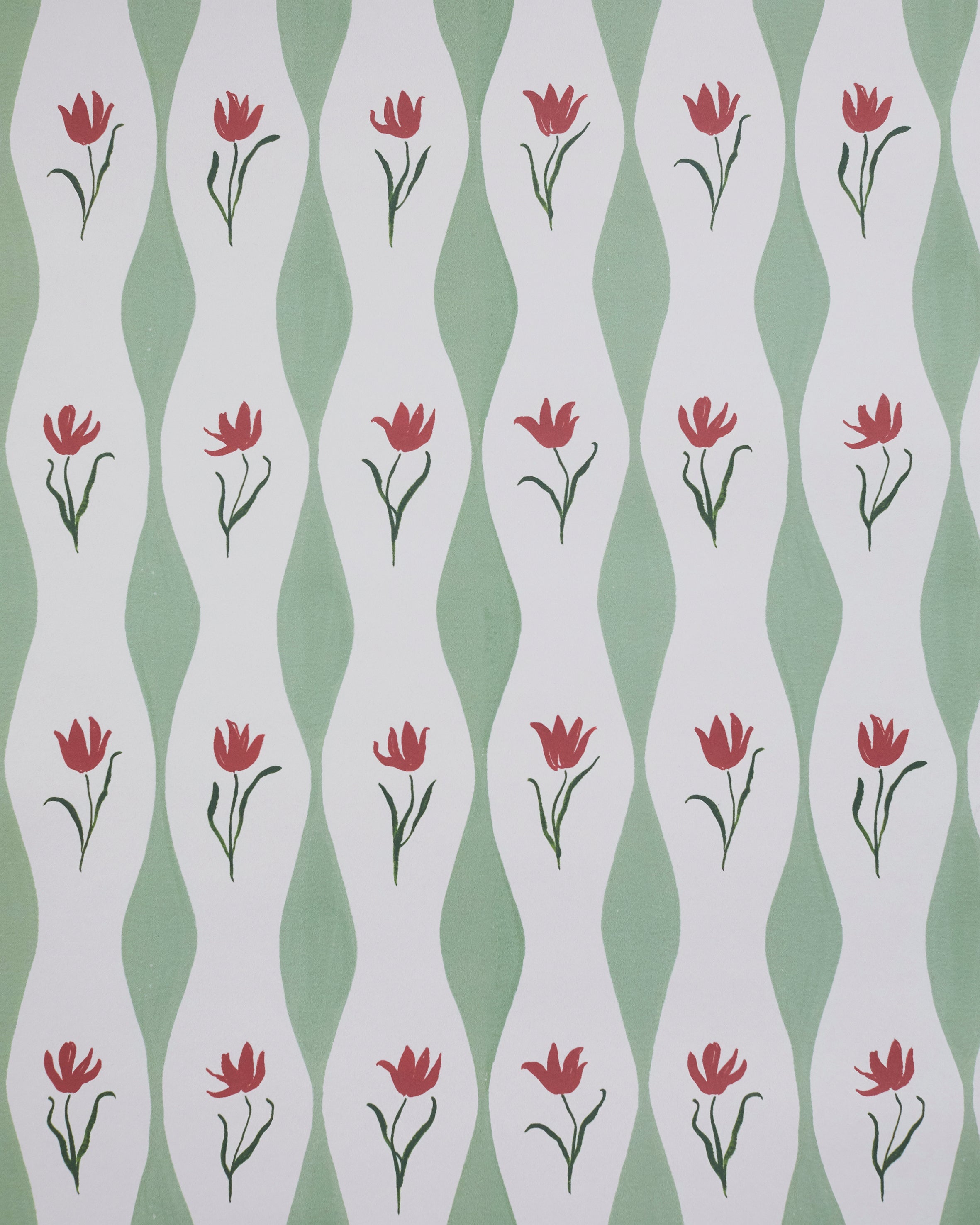 Tulip Wave wallpaper - pistachio
