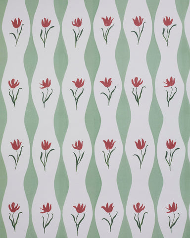 Tulip Wave wallpaper - pistachio