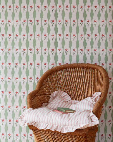 Tulip Wave wallpaper - pistachio