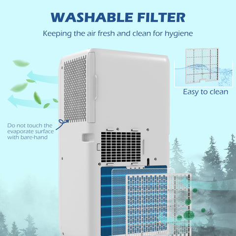 HOMCOM 9,000 BTU Mobile Air Conditioner for Room up to 20m\'c2\'b2, with Dehumidifier, 24H Timer, Wheels, Window Mount Kit