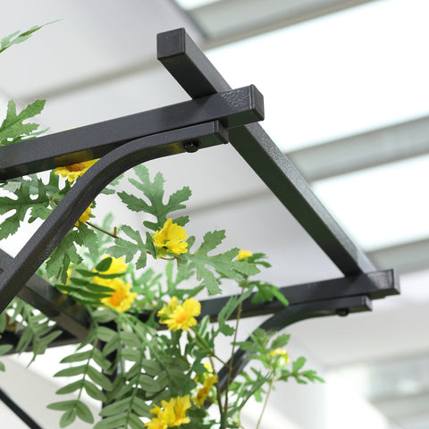 Outsunny 210cm Decorative Metal Garden Trellis Arch with Durable Steel Tubing & Elegant Scrollwork, Great for Weddings, Dark Gre