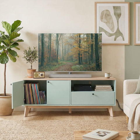 HOMCOM TV Stand Cabinet for Television up to 36 Inch, Modern TV Unit with 2 Doors, Entertainment Center with Adjustable Shelf