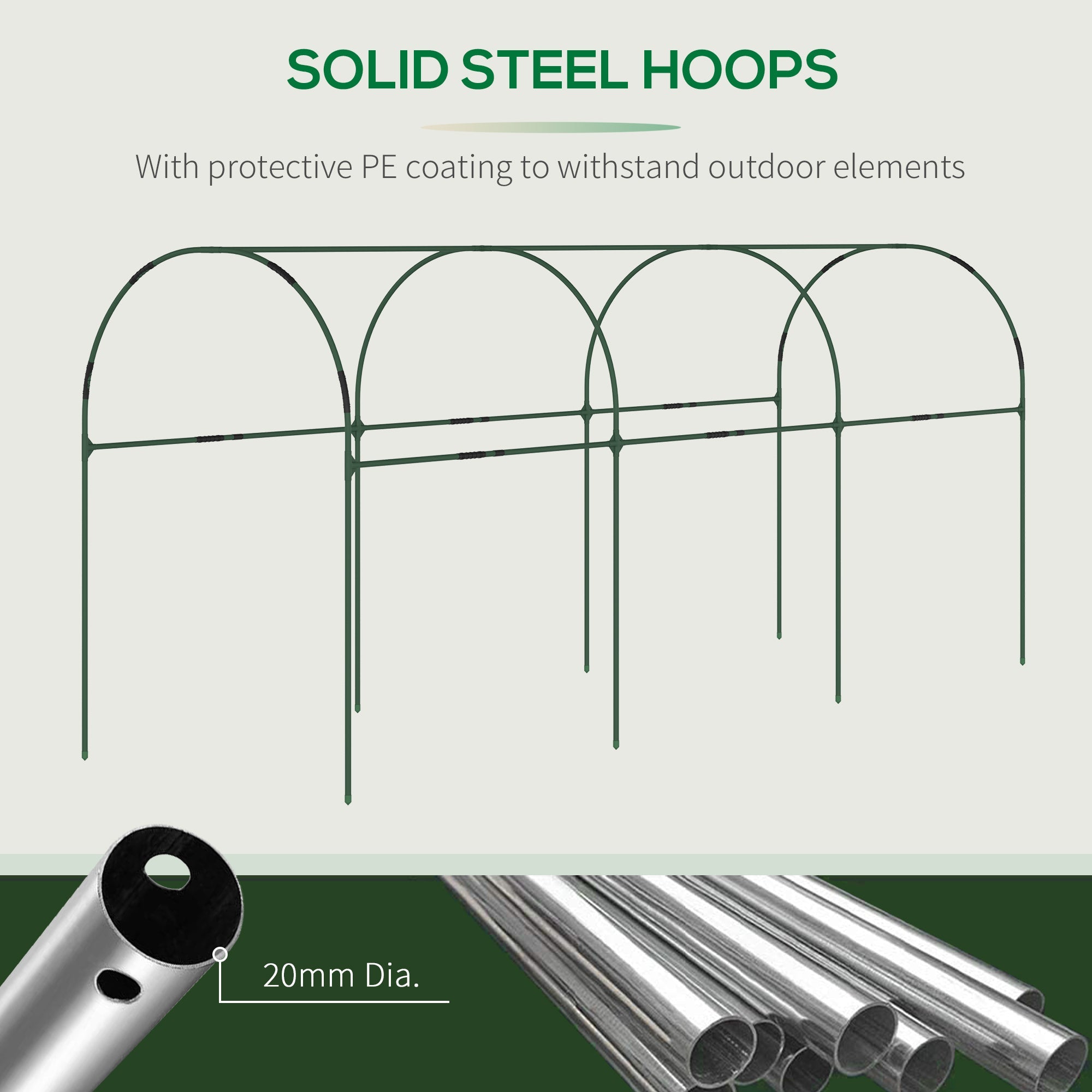 Outsunny Tunnel Tomato Greenhouse with 4 Hoops and Top Tap, Pointed Bottom and Guy Ropes, 400 x 123 x 171 cm, Clear