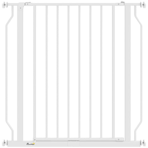 PawHut Extra Wide Dog Gate, with Door Pressure, for Doorways, Hallways, Staircases - White