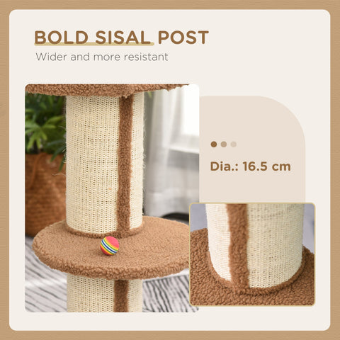 PawHut 91cm Cat Tower Scratching Posts Cat Tree for Indoor Cats Kitten Activity Centre Brown