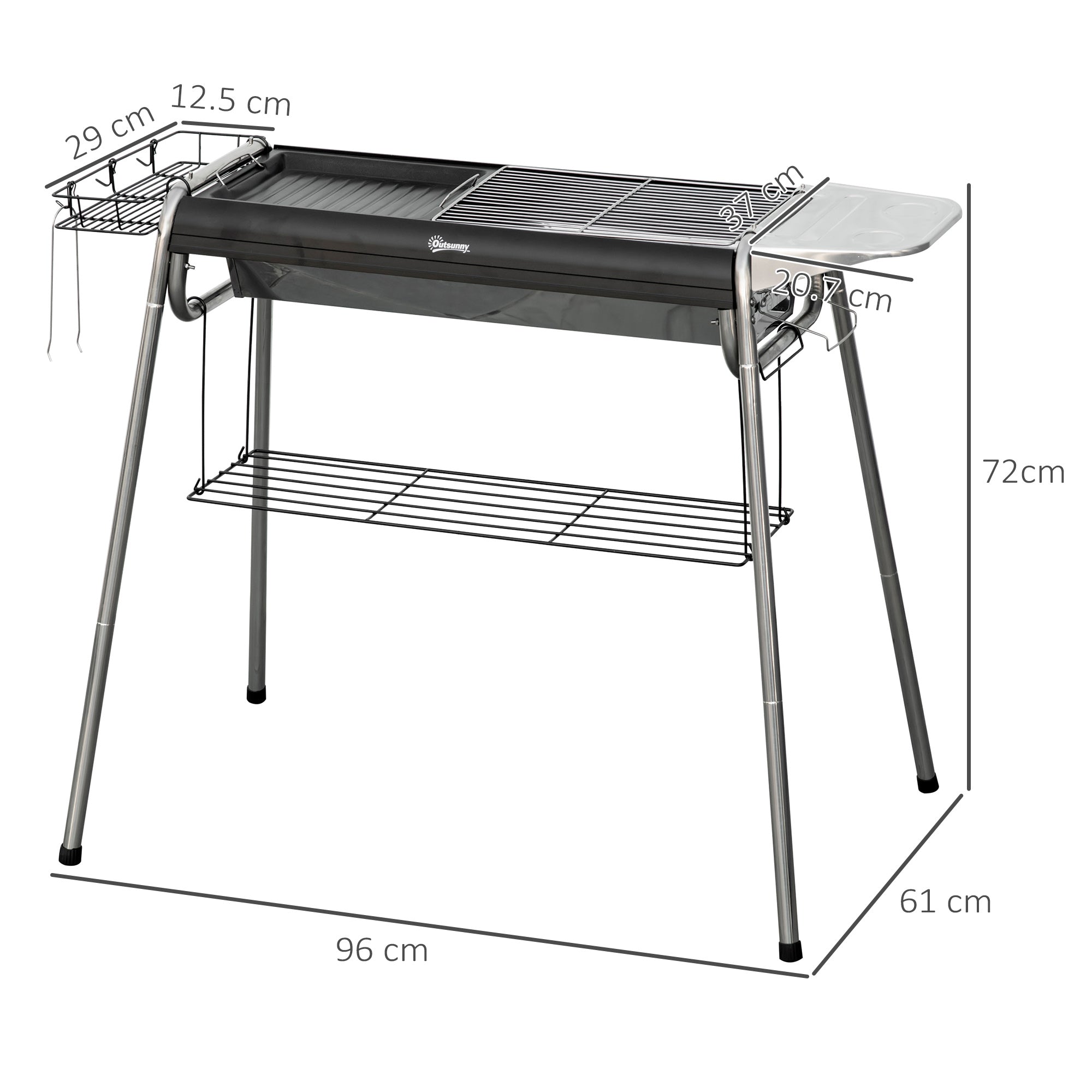 Outsunny Charcoal BBQ Grill - Black