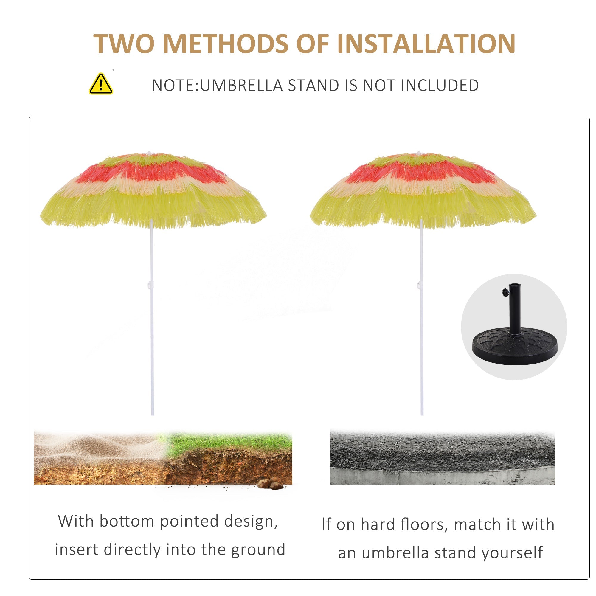 Outsunny 1.6m Patio Garden Hawaii Beach Sun Umbrella Sunshade Hawaiian Folding Tilting Crank Parasol (Multicolor)