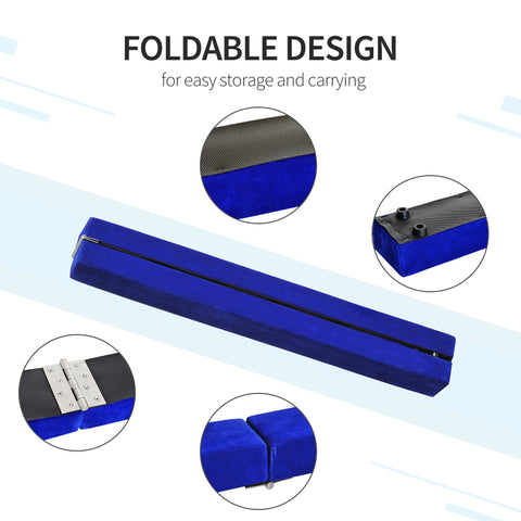 HOMCOM 2.1M 7FT Gymnastics Folding Balance Beam Home Gym Training Exercise Sports - Blue