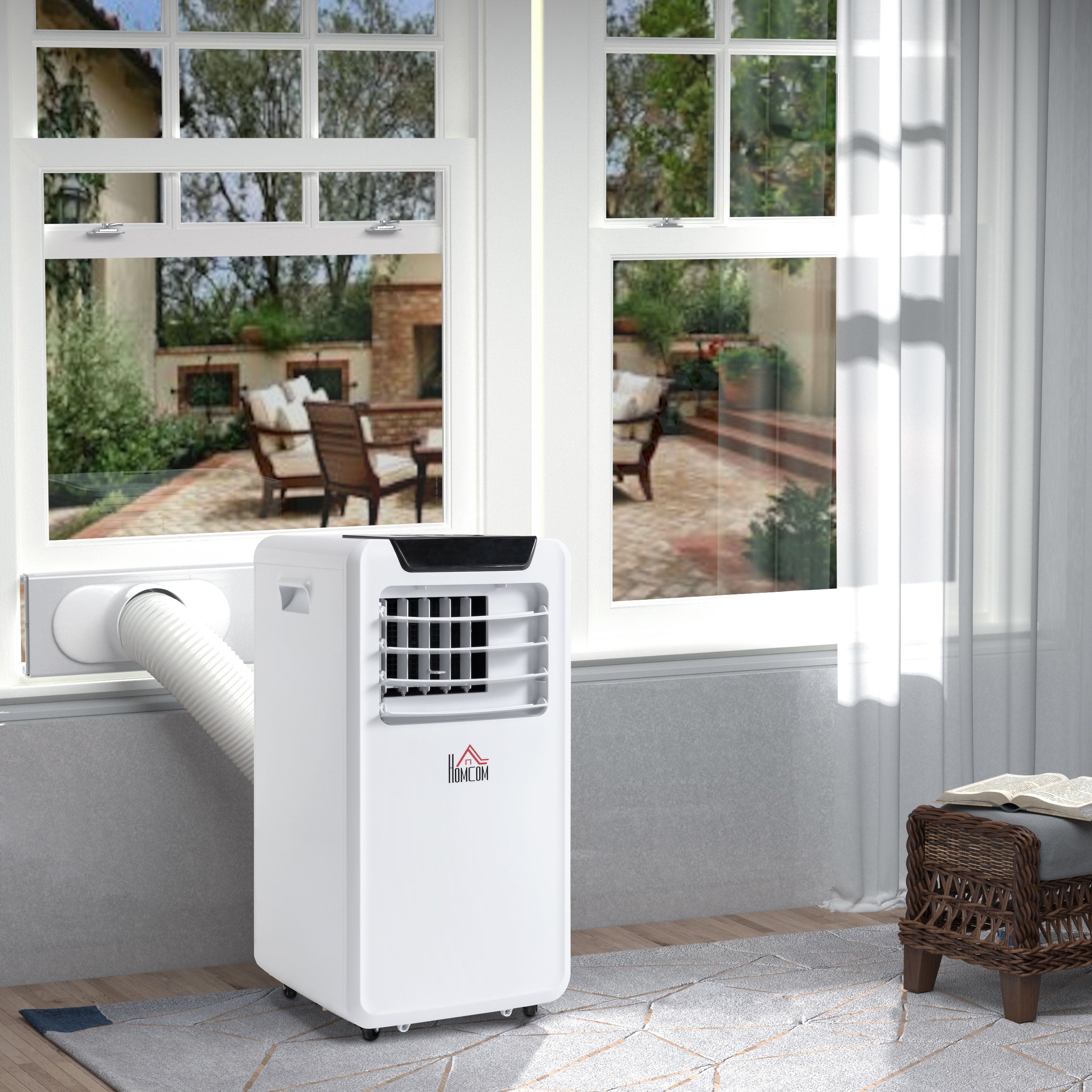 HOMCOM 10000 BTU Air Conditioning Unit, 3-in-1 Portable Air Conditioner, Dehumidifier, Cooling Fan with Remote Control, LED Display, 2 Speeds, 24H Timer, Window Venting Kit, 18m\'c2\'b2