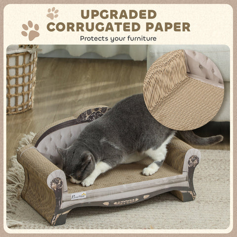 PawHut 2 in 1 Cat Scratcher with Organic Catnip for Indoor Cats, 29.5 x 56 x 26cm, Brown