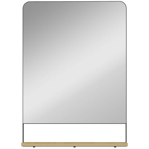HOMCOM Wall Mirror with Wood Shelf - Black