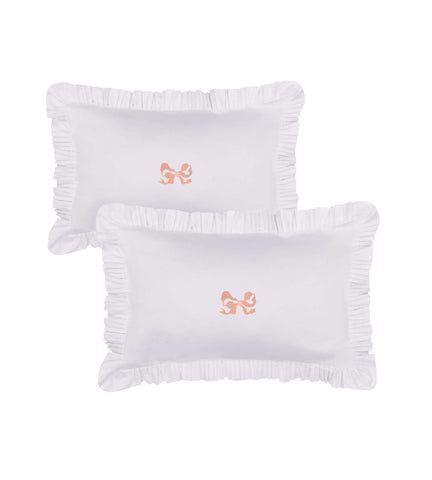 Arabella Bow Ruffle frill Pillow Case Pair