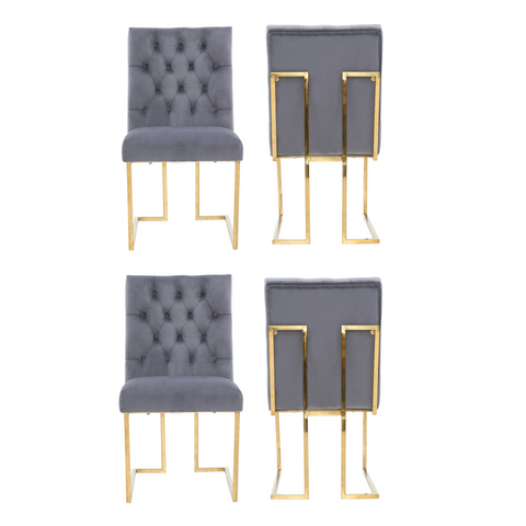 Siena Tufted Velvet Dining Chair – Gold Frame, Modern Luxury Accent