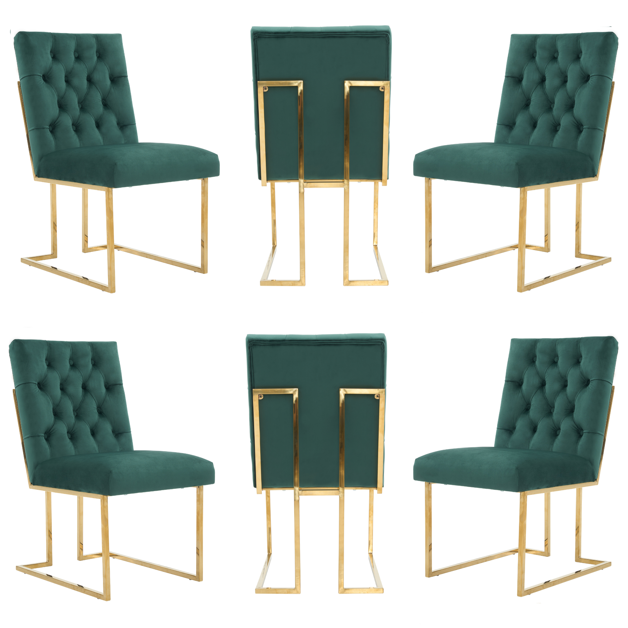 Siena Tufted Velvet Dining Chair – Gold Frame, Modern Luxury Accent