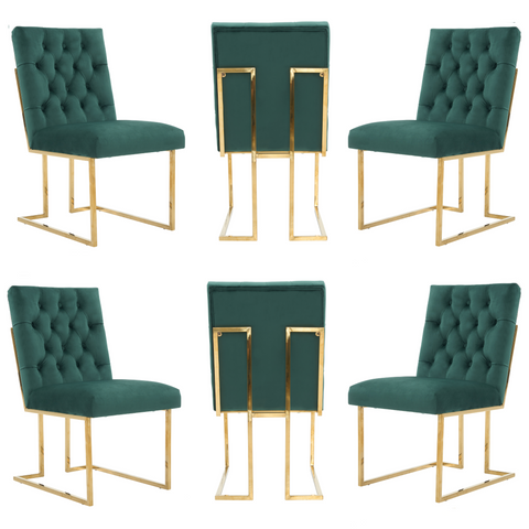 Siena Tufted Velvet Dining Chair – Gold Frame, Modern Luxury Accent