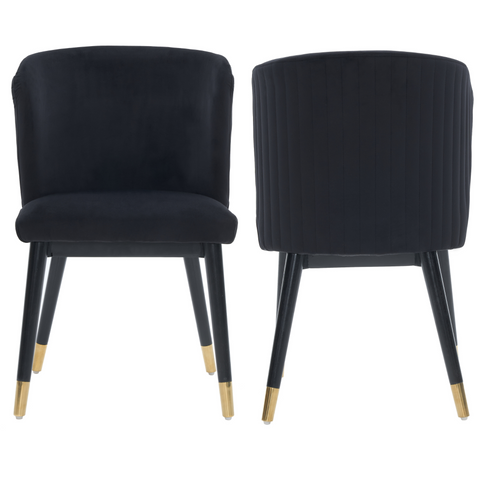 Sofina Modern Velvet Dining Chair with Tufted Back – Wooden Frame & Gold-Tipped Rubberwood Legs