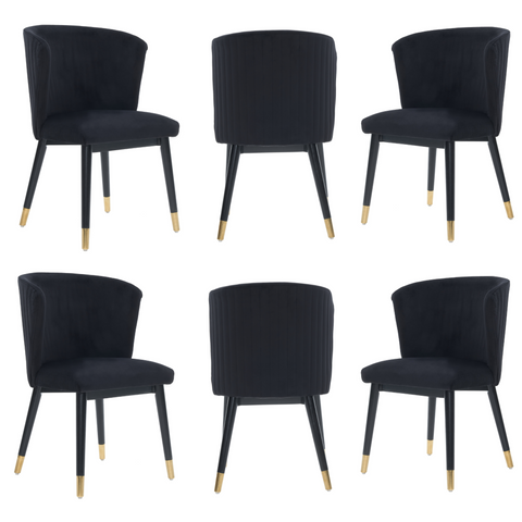 Sofina Modern Velvet Dining Chair with Tufted Back – Wooden Frame & Gold-Tipped Rubberwood Legs