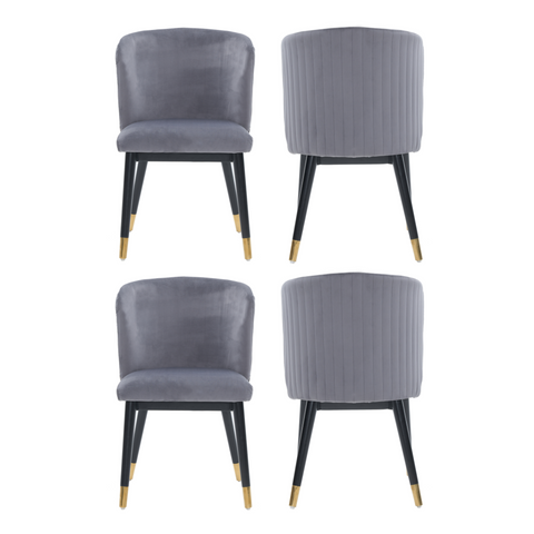 Sofina Modern Velvet Dining Chair with Tufted Back – Wooden Frame & Gold-Tipped Rubberwood Legs