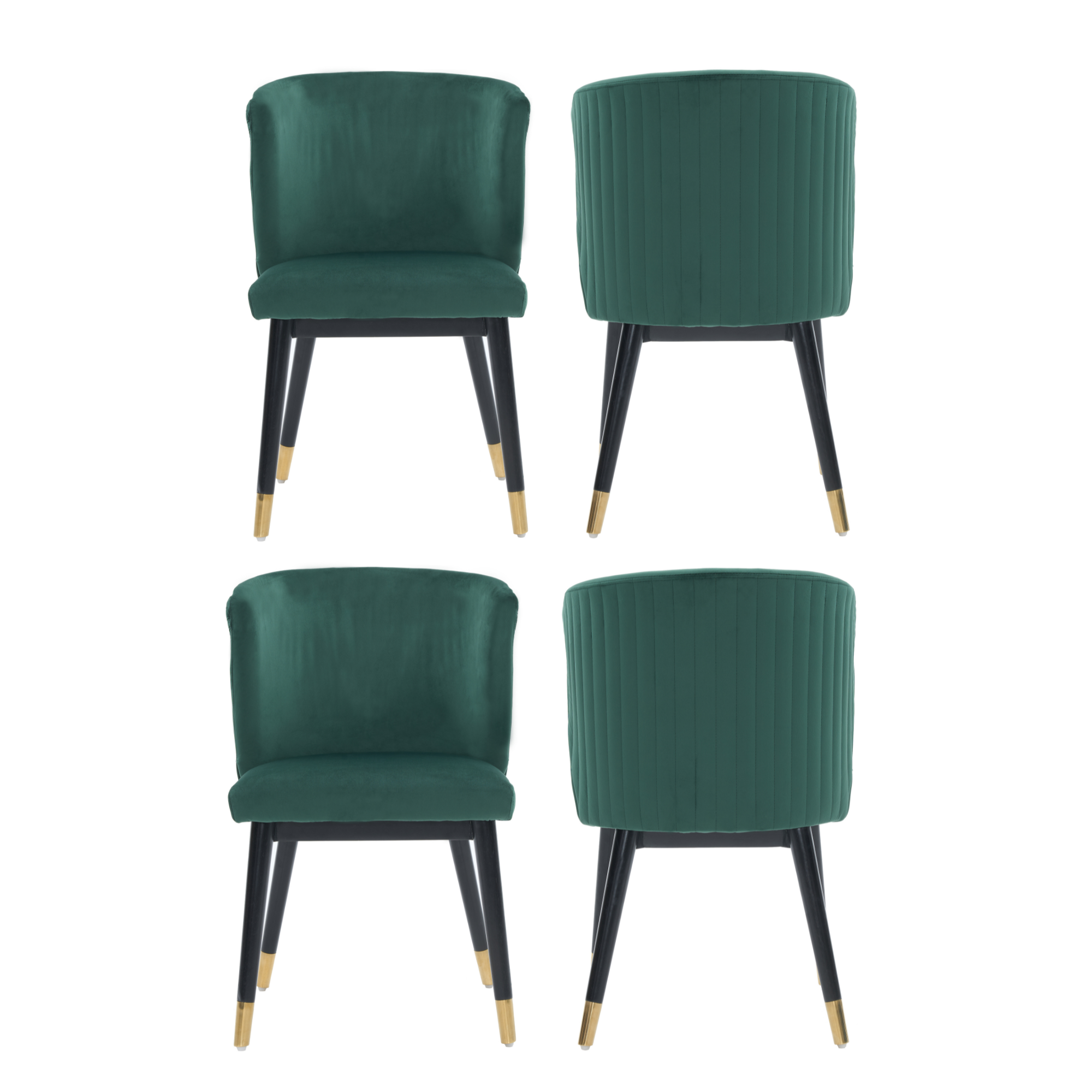 Sofina Modern Velvet Dining Chair with Tufted Back – Wooden Frame & Gold-Tipped Rubberwood Legs