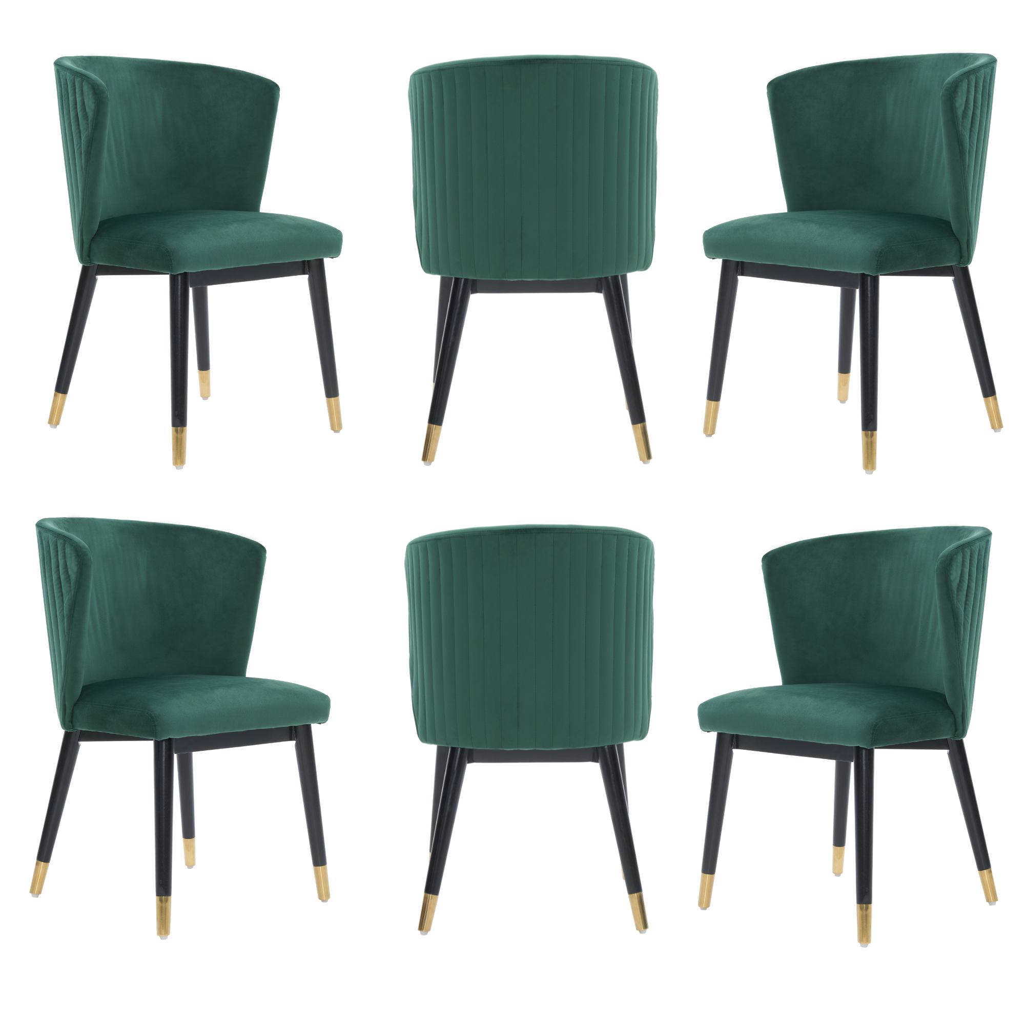 Sofina Modern Velvet Dining Chair with Tufted Back – Wooden Frame & Gold-Tipped Rubberwood Legs