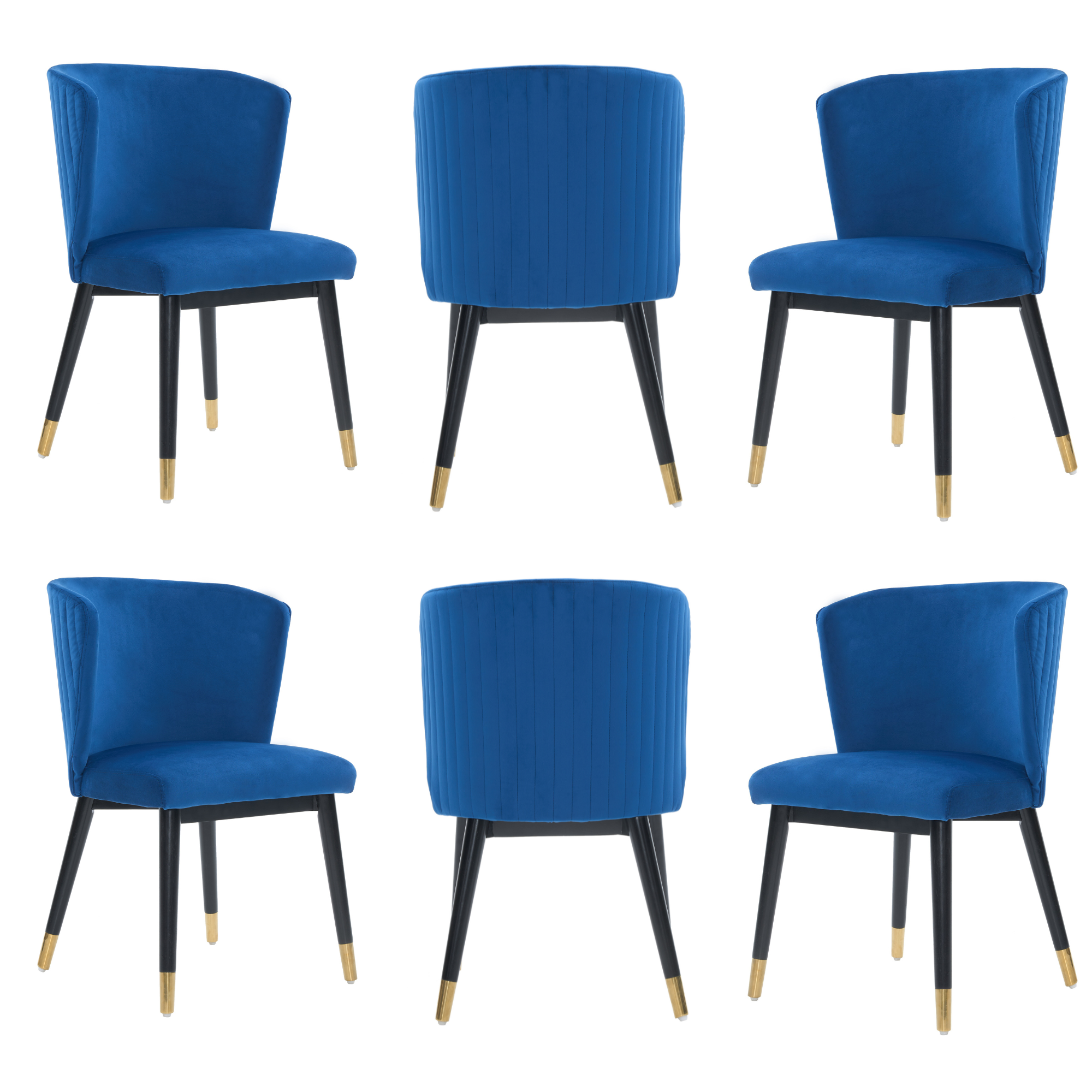 Sofina Modern Velvet Dining Chair with Tufted Back – Wooden Frame & Gold-Tipped Rubberwood Legs