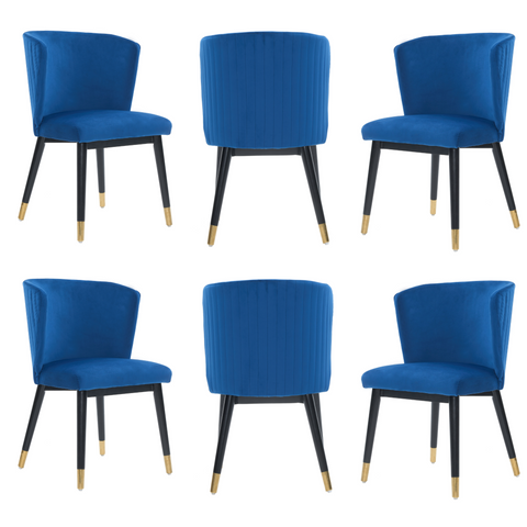 Sofina Modern Velvet Dining Chair with Tufted Back – Wooden Frame & Gold-Tipped Rubberwood Legs