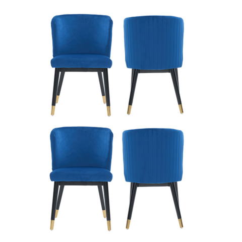 Sofina Modern Velvet Dining Chair with Tufted Back – Wooden Frame & Gold-Tipped Rubberwood Legs