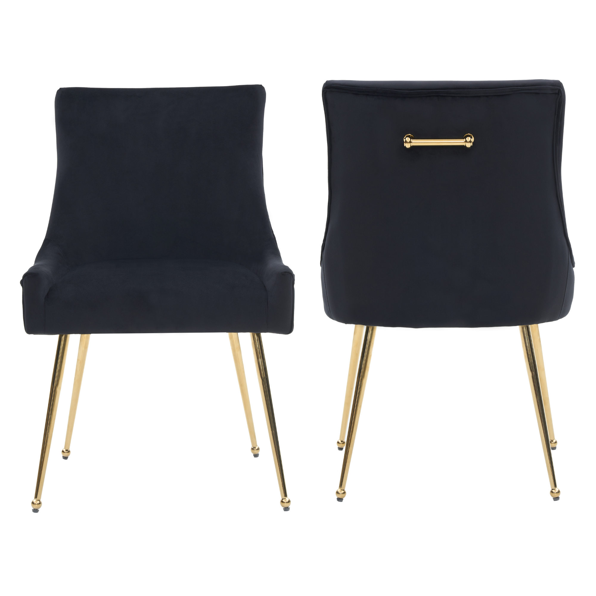 Viviana Velvet Dining Chair – Gold Legs, Ring Handle & Modern Accent