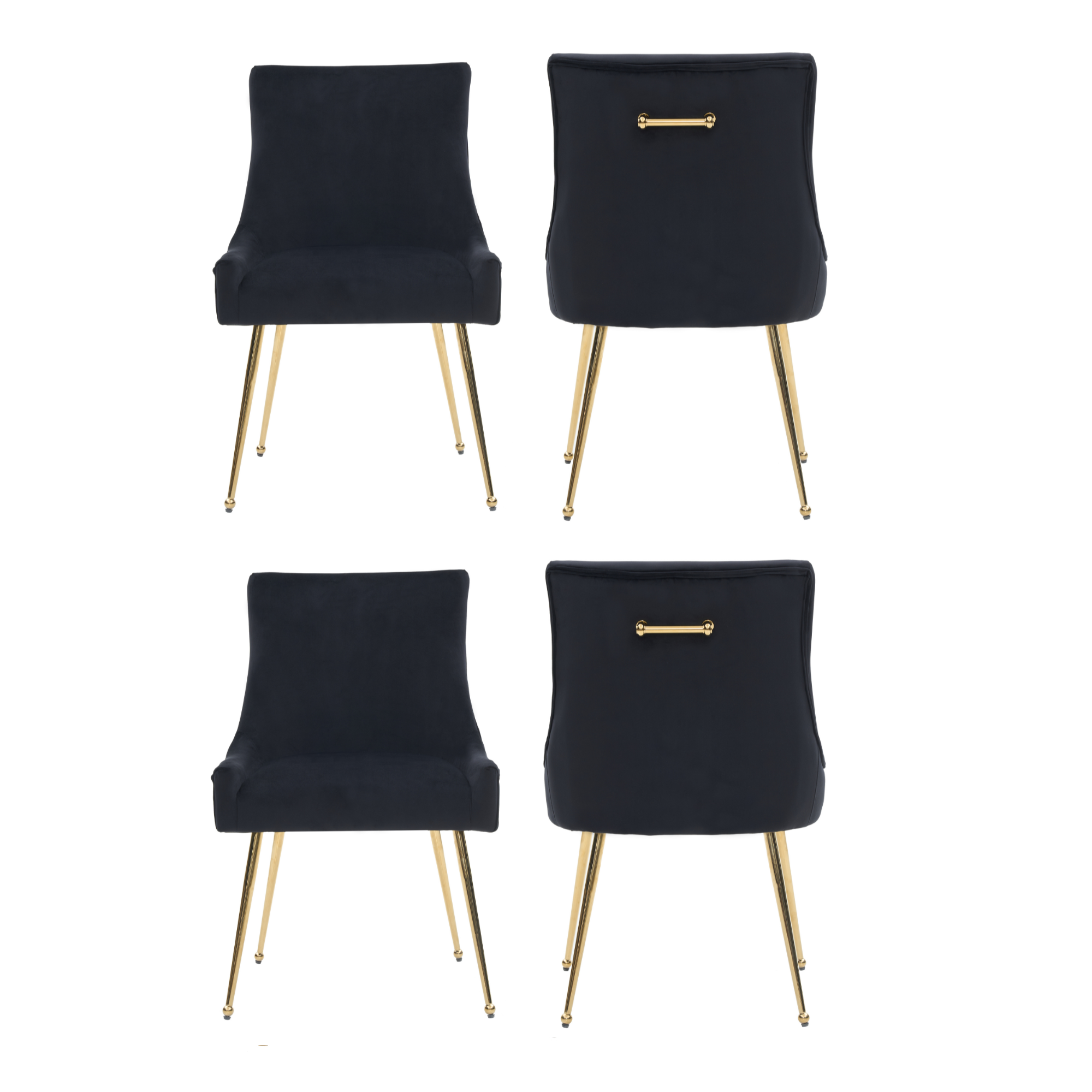 Viviana Velvet Dining Chair – Gold Legs, Ring Handle & Modern Accent