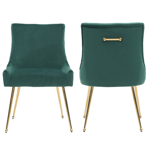 Viviana Velvet Dining Chair – Gold Legs, Ring Handle & Modern Accent