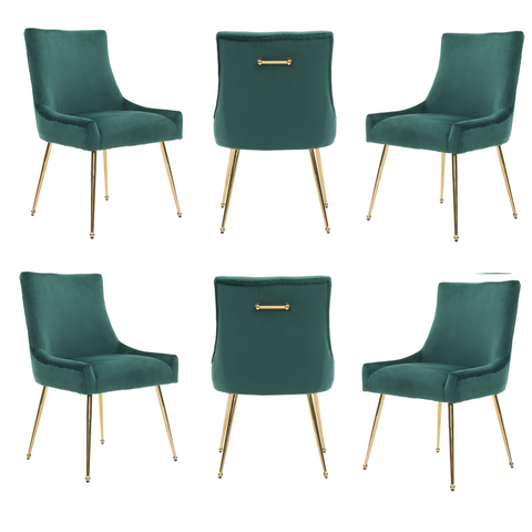 Viviana Velvet Dining Chair – Gold Legs, Ring Handle & Modern Accent