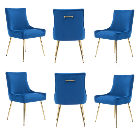 Viviana Velvet Dining Chair – Gold Legs, Ring Handle & Modern Accent
