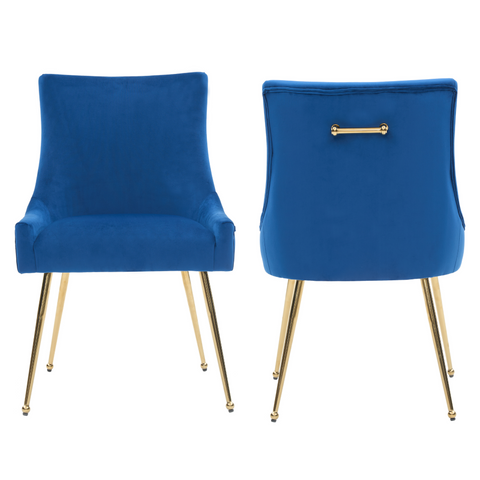 Viviana Velvet Dining Chair – Gold Legs, Ring Handle & Modern Accent