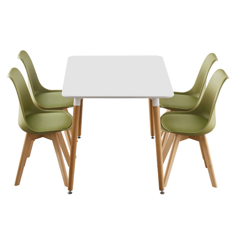 White Halo Dining Table & Set of 4 Lorenzo Jamie Tulip Dining Chairs with Padded Seat
