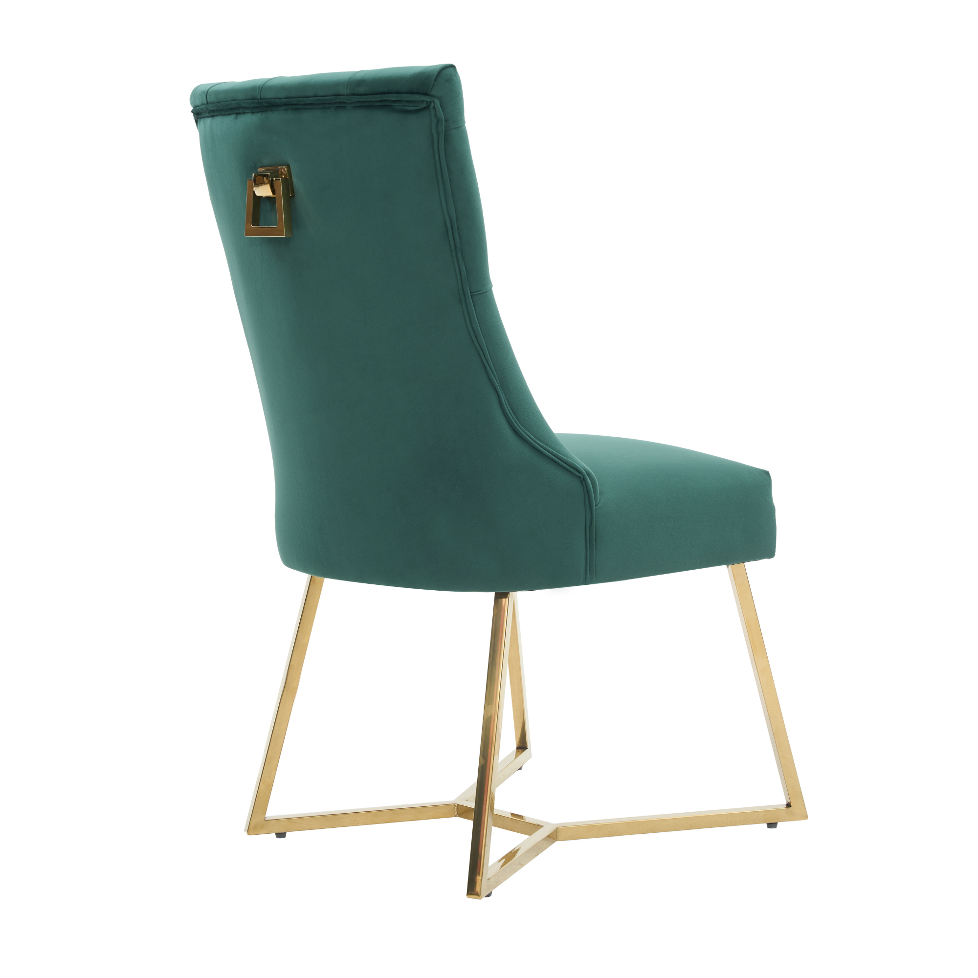 Ambra Velvet Dining Chair – Tufted Luxury Accent with Gold Legs & Ring Pull