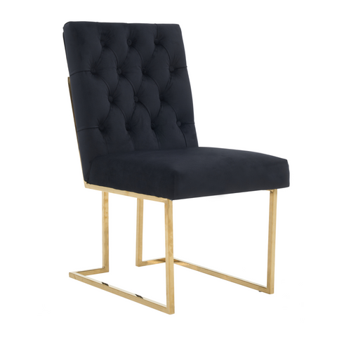 Siena Tufted Velvet Dining Chair – Gold Frame, Modern Luxury Accent