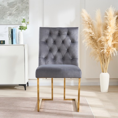 Siena Tufted Velvet Dining Chair – Gold Frame, Modern Luxury Accent