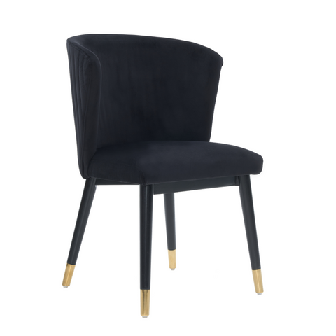 Sofina Modern Velvet Dining Chair with Tufted Back – Wooden Frame & Gold-Tipped Rubberwood Legs