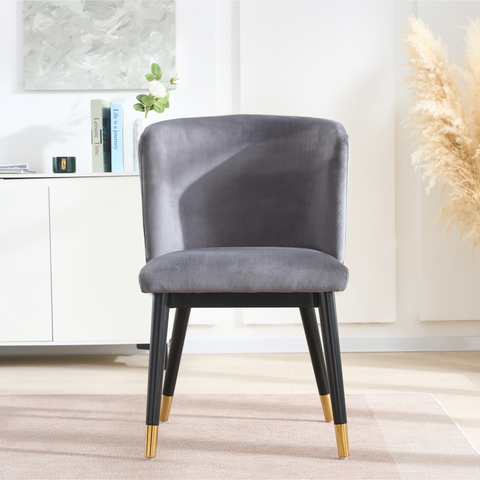 Sofina Modern Velvet Dining Chair with Tufted Back – Wooden Frame & Gold-Tipped Rubberwood Legs