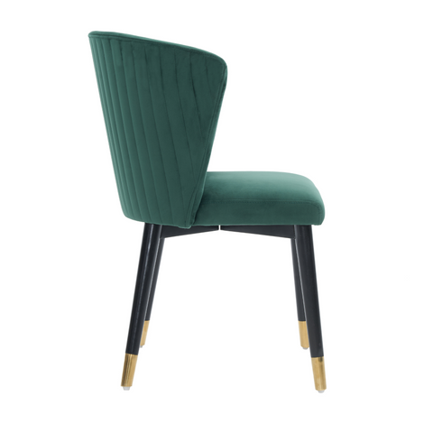 Sofina Modern Velvet Dining Chair with Tufted Back – Wooden Frame & Gold-Tipped Rubberwood Legs